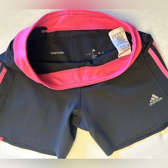 Adidas Climate Black athletic Shorts with Pink 3 strip Trim Sz-M. AA11 - Picture 8 of 11